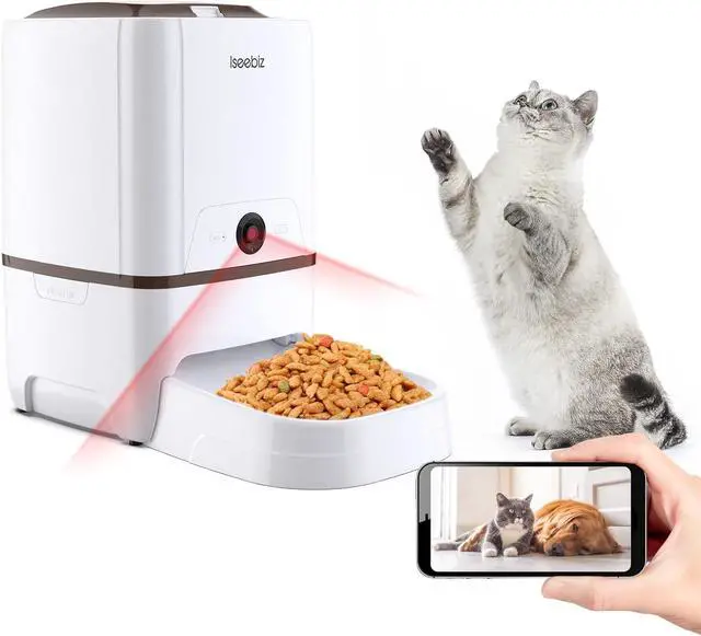 Main image of Automatic Pet Feeder with Camera, 6L App Control Smart Feeder Cat Dog Food Dispenser, 2-Way Audio, Voice Remind, Video Record, 6 Meals a Day for Medium Large Cats Dogs, Compatible with Alexa