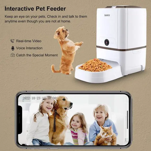 Alt view image 2 of 7 - Automatic Pet Feeder with Camera, 6L App Control Smart Feeder Cat Dog Food Dispenser, 2-Way Audio, Voice Remind, Video Record, 6 Meals a Day for Medium Large Cats Dogs, Compatible with Alexa