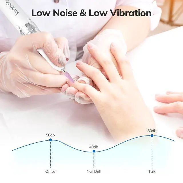 Alt view image 5 of 7 - Professional Nail Drill Machine, 35000RPM Electric Nail le Cordless Rechargeable Nail Ele for Acrylic Gel Nails, Manicure Pedicure Polishing Shape Tools for Salon Home Use-White