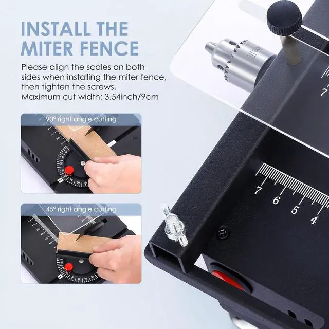 Alt view image 4 of 7 - 100W Mini Table Saw Desktop Electric Saw Cutter 7-Speed Angle Adjustable Lift Blade 0-0.63in(0-16mm) Cutting Depth with Blade Flexible Shaft for DIY Hobby Wood Plastic Acrylic Cutting