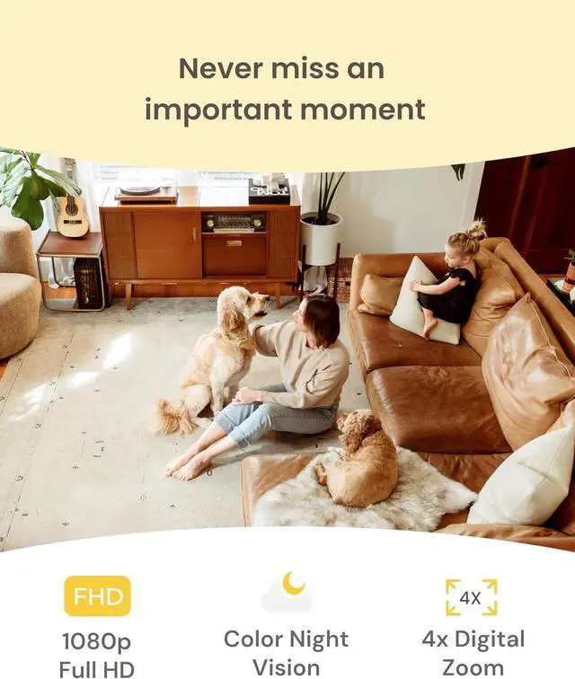 Alt view image 3 of 7 - Mini Pet Camera: Security Cam w/Barking/Meowing Alerts, Cat or Dog Tracking w/Phone App, Smart Home Indoor Monitoring, 2-Way Speaker. No Subscription Needed. Standard See, Talk & Toss Features