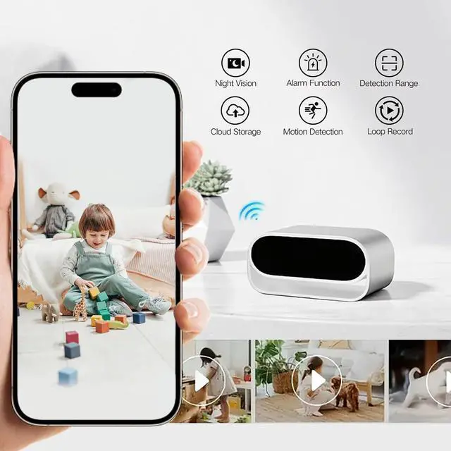 Alt view image 2 of 7 - 4K Clock Camera Mini Wi Cam with Night Vision Wireless Smart Clock Security Pet Monitor Support App Remote & Motion Detection -No Audio