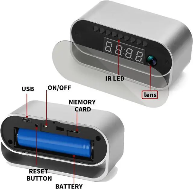 Alt view image 7 of 7 - 4K Clock Camera Mini Wi Cam with Night Vision Wireless Smart Clock Security Pet Monitor Support App Remote & Motion Detection -No Audio