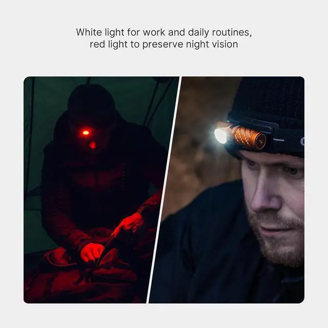 Alt view image 5 of 7 - Perun 3 Mini Premium Headlamp 1250 Lumens Flashlight with Type-C Charging Box, Rechargeable Headlight with Red Light Option,Perfect for Working, Hiking, Camping and Climbing (Orange)