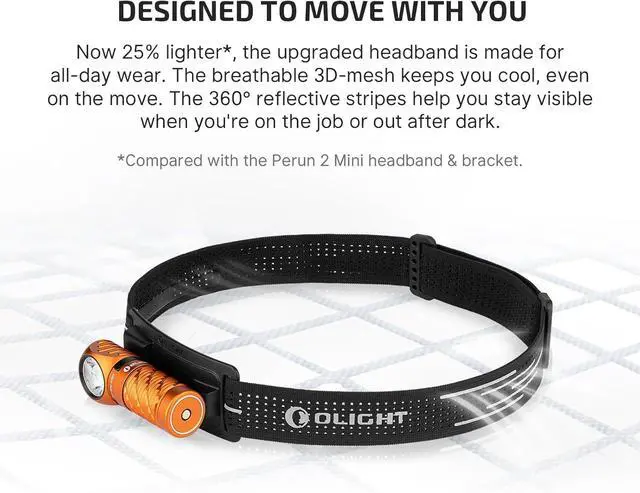 Alt view image 6 of 7 - Perun 3 Mini Premium Headlamp 1250 Lumens Flashlight with Type-C Charging Box, Rechargeable Headlight with Red Light Option,Perfect for Working, Hiking, Camping and Climbing (Orange)