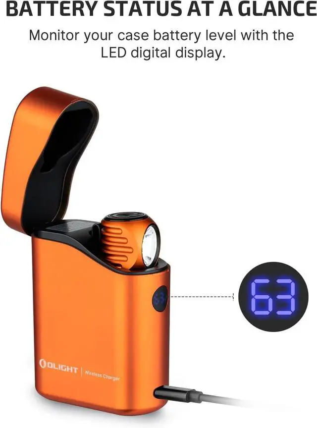 Alt view image 7 of 7 - Perun 3 Mini Premium Headlamp 1250 Lumens Flashlight with Type-C Charging Box, Rechargeable Headlight with Red Light Option,Perfect for Working, Hiking, Camping and Climbing (Orange)