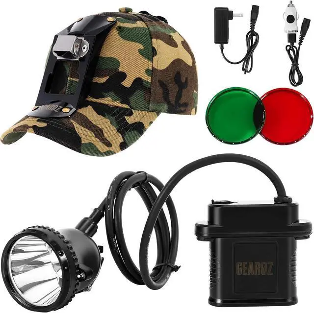 Main image of 10W LED Coon Hunting Lights for Prer Coyote Hog, 55000 LUX Super Bright Hunting Headlamp Rechargeable, IPX5 Waterproof White Light & Red/Green Optical lters, 5 Position Switch Soft Cap