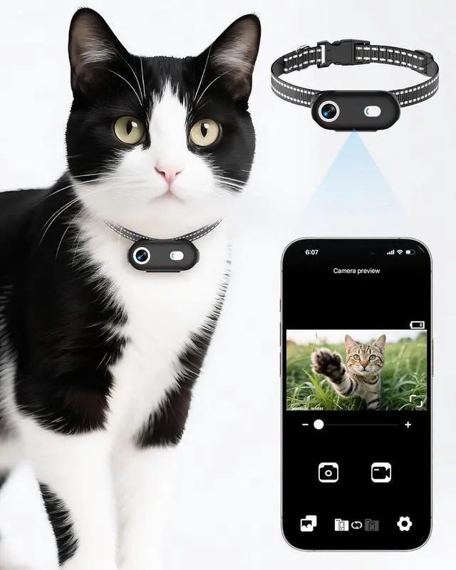 Main image of Cat Camera Collar with Phone APP, 1080P HD Video Recording, XS/M-Size Pet POV Cam for Dogs & Big Cats, Cordless Pet Collar Cameras with APP Viewing (XS-Collar)