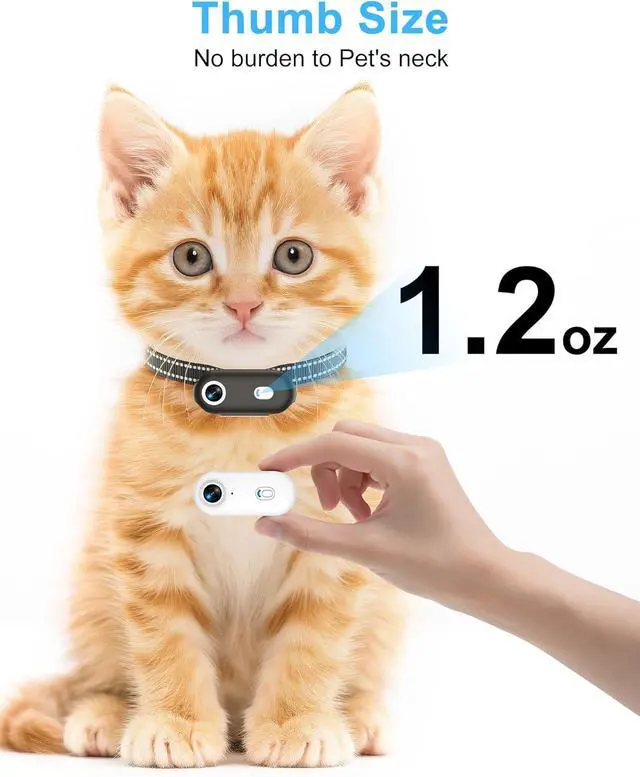 Alt view image 7 of 7 - Cat Camera Collar with Phone APP, 1080P HD Video Recording, XS/M-Size Pet POV Cam for Dogs & Big Cats, Cordless Pet Collar Cameras with APP Viewing (XS-Collar)