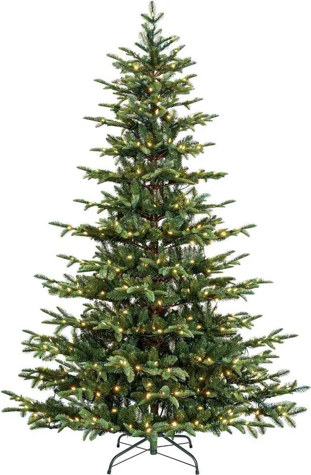 Main image of 6 ft Articial Aspen r Christmas Tree with 797 PE &PVC Branch Tips, 330 Warm White LED Lights, Metal Stand and Hinged Branches