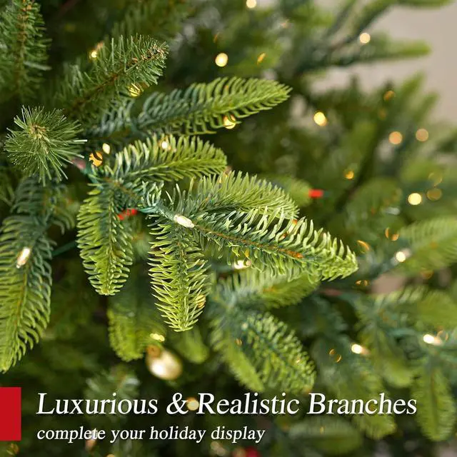 Alt view image 4 of 7 - 6 ft Articial Aspen r Christmas Tree with 797 PE &PVC Branch Tips, 330 Warm White LED Lights, Metal Stand and Hinged Branches