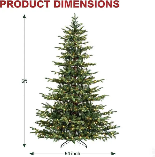 Alt view image 6 of 7 - 6 ft Articial Aspen r Christmas Tree with 797 PE &PVC Branch Tips, 330 Warm White LED Lights, Metal Stand and Hinged Branches