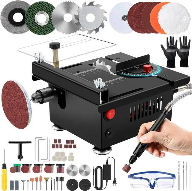 Main image of Mini Multi Functional Table Saw, mini Table Saws for Crafts, Portable Mini Desktop Electric Saw for Wood Cutting, Height & Angle Adjustable with More Accessories, for Wood, Plastic Acrylic Cutting
