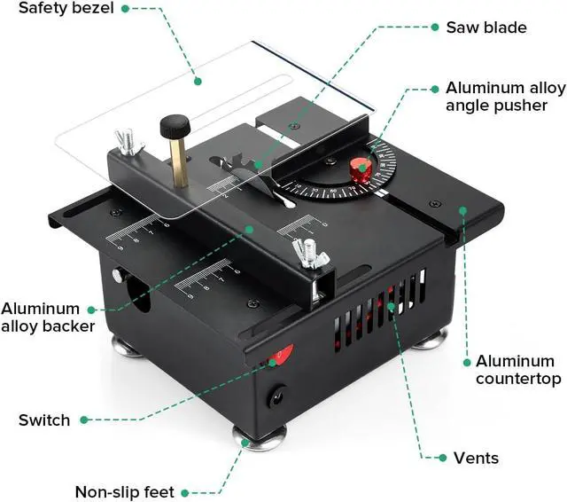 Alt view image 7 of 7 - Mini Multi Functional Table Saw, mini Table Saws for Crafts, Portable Mini Desktop Electric Saw for Wood Cutting, Height & Angle Adjustable with More Accessories, for Wood, Plastic Acrylic Cutting