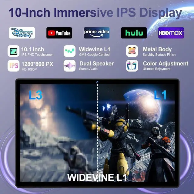 Alt view image 5 of 7 - 2025 Android 15 Tablet with Keyboard | Gemini AI, 30GB+128GB Octa-Core Electronics Tablets w/ 10 Inch IPS HD Display, 8000mAh, 5G Wi, 1TB Expand, Mouse+Case, BT 5.0, Widevine L1, Metal Body -Black