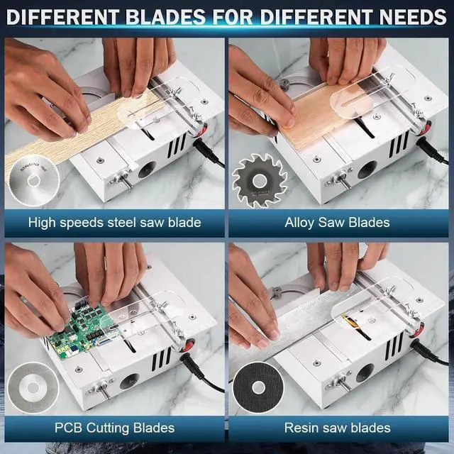 Alt view image 3 of 7 - Mini table Saw,mini Table Saws for Crafts, Mini Multi Functional Table Saw, Dual-motor control for cutting, grinding,engraving and drilling.Speed & Angle Adjustable,for Wood/PCB/Acrylic/Plastic