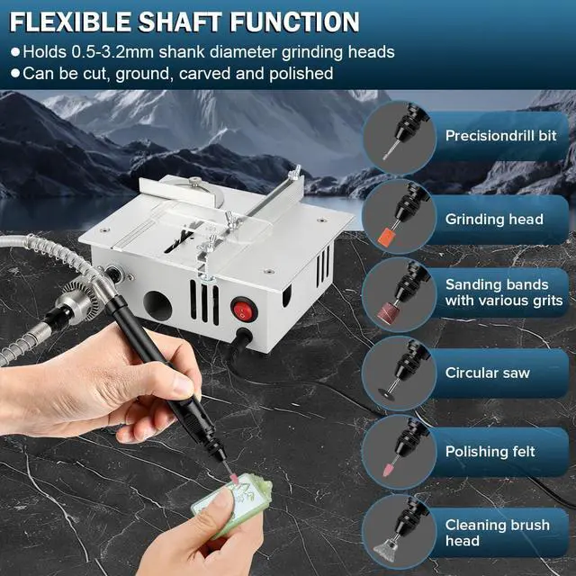 Alt view image 4 of 7 - Mini table Saw,mini Table Saws for Crafts, Mini Multi Functional Table Saw, Dual-motor control for cutting, grinding,engraving and drilling.Speed & Angle Adjustable,for Wood/PCB/Acrylic/Plastic