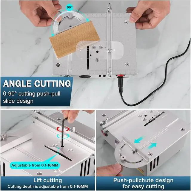 Alt view image 6 of 7 - Mini table Saw,mini Table Saws for Crafts, Mini Multi Functional Table Saw, Dual-motor control for cutting, grinding,engraving and drilling.Speed & Angle Adjustable,for Wood/PCB/Acrylic/Plastic