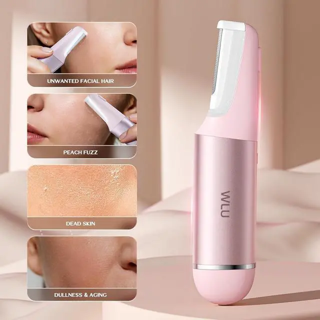 Alt view image 3 of 7 - Dermaplane Razor for Women Face with 10 Replaceable Blades, Dermaplaning Tool for Face to Remove Facial Hair & Peach Fuzz, Sonic Dermaplaning Tool for Women, Dermaplane Razor(Pink)