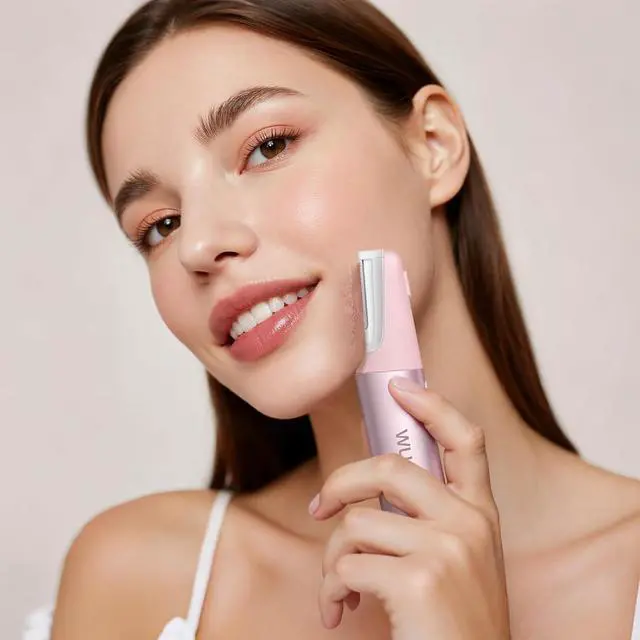 Alt view image 6 of 7 - Dermaplane Razor for Women Face with 10 Replaceable Blades, Dermaplaning Tool for Face to Remove Facial Hair & Peach Fuzz, Sonic Dermaplaning Tool for Women, Dermaplane Razor(Pink)