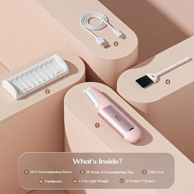 Alt view image 7 of 7 - Dermaplane Razor for Women Face with 10 Replaceable Blades, Dermaplaning Tool for Face to Remove Facial Hair & Peach Fuzz, Sonic Dermaplaning Tool for Women, Dermaplane Razor(Pink)