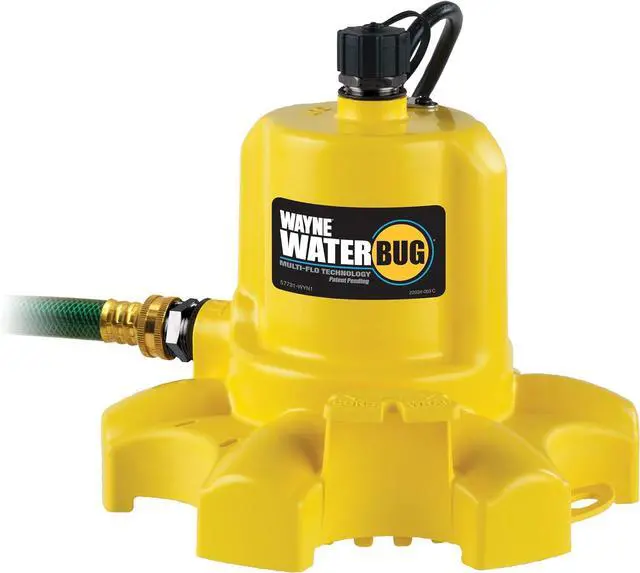 Main image of - WaterBUG 1/6 1350 GPH Submersible Pump with Multi-Flo Technology - Water Removal and Transfer Pump, Yellow