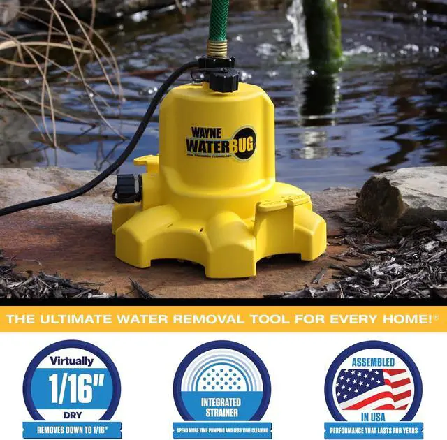 Alt view image 4 of 7 - - WaterBUG 1/6 1350 GPH Submersible Pump with Multi-Flo Technology - Water Removal and Transfer Pump, Yellow