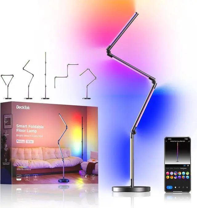 Main image of LED Corner Floor Lamp RGB - Foldable Floor Lamp 270°+180° 2700K Brightness Multiple DIY Model Remote/App/Alexa Smart Control Timer and Dimming for Home Lighting and Christmas r