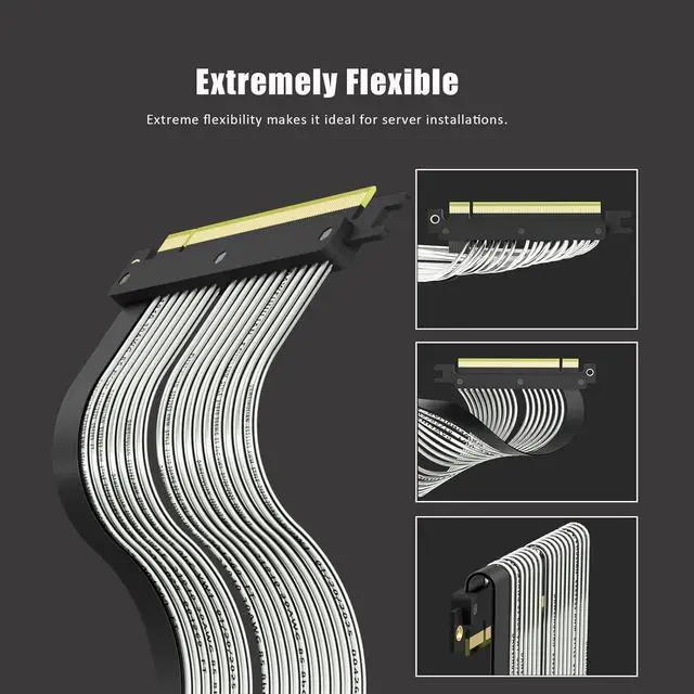 Alt view image 6 of 7 - 600mm PCIe 5.0 X16 Riser Cable Straight Angle for GPU Server, Support Cading to Extend Length, Industrial-Grade Performance