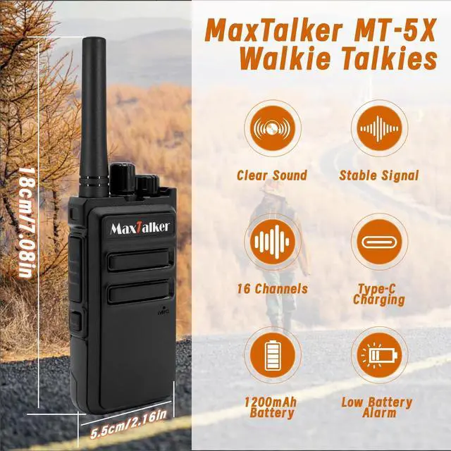 Alt view image 2 of 7 - MT-5X Walkie Talkies Long Range for Adults, FRS Radios Walkie Talkie with Conduit Earpiece, Walkie Talkies Rechargeable Type-C Charging Battery, Two Way Radio for Hiking, School10 Pack
