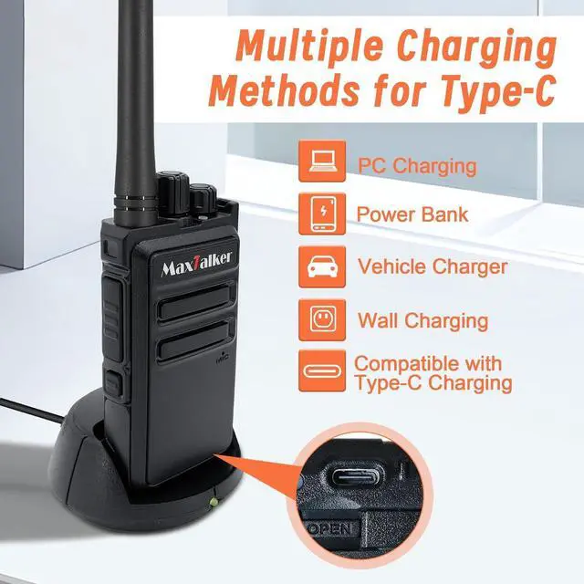 Alt view image 3 of 7 - MT-5X Walkie Talkies Long Range for Adults, FRS Radios Walkie Talkie with Conduit Earpiece, Walkie Talkies Rechargeable Type-C Charging Battery, Two Way Radio for Hiking, School10 Pack