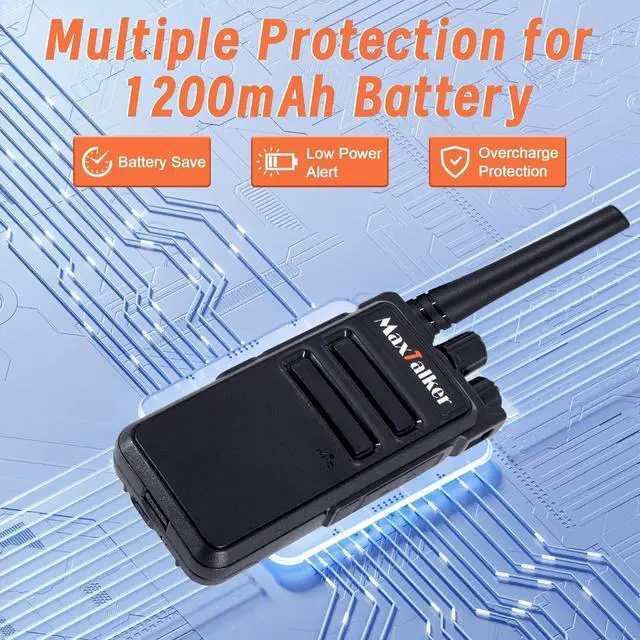 Alt view image 5 of 7 - MT-5X Walkie Talkies Long Range for Adults, FRS Radios Walkie Talkie with Conduit Earpiece, Walkie Talkies Rechargeable Type-C Charging Battery, Two Way Radio for Hiking, School10 Pack