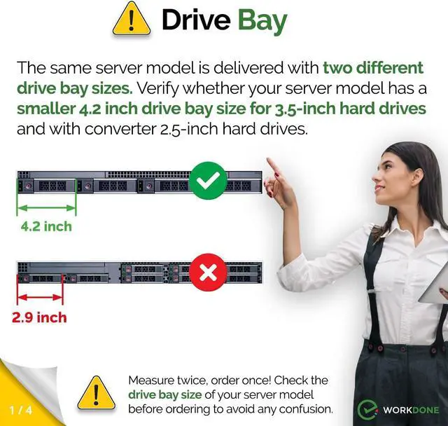 Alt view image 2 of 7 - 6-Pack - 3.5" Hard Drive Caddy with 2.5" HDD Adapter - Compatible for  PowerEdge Servers - R240 R340 R740 R640 R550 R450 R740xd2 R7415 R7425 R6415 - Setup Manual