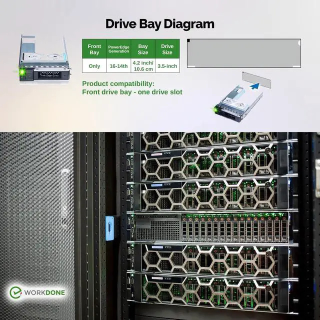 Alt view image 6 of 7 - 6-Pack - 3.5" Hard Drive Caddy with 2.5" HDD Adapter - Compatible for  PowerEdge Servers - R240 R340 R740 R640 R550 R450 R740xd2 R7415 R7425 R6415 - Setup Manual