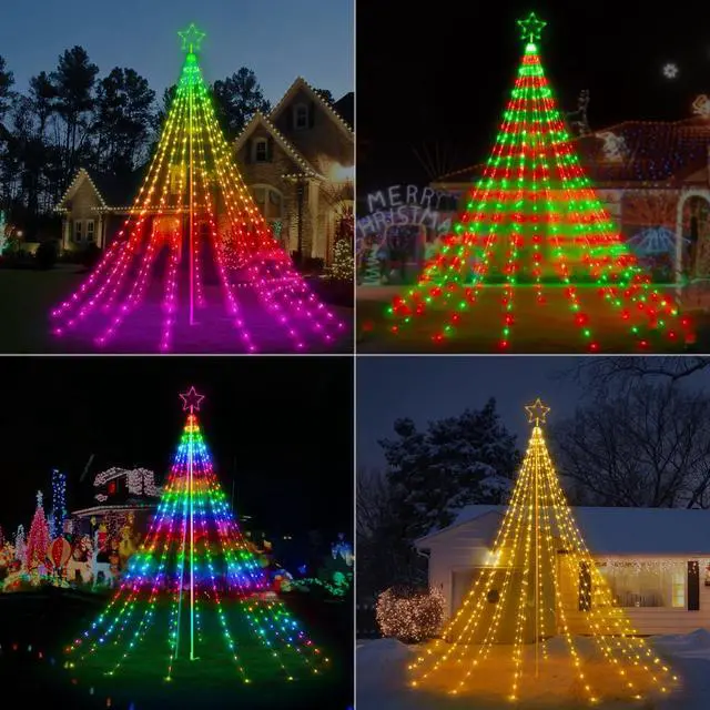 Alt view image 4 of 7 - 12FT Outdoor Christmas Tree Lights with Iron Pole, 468 LED RGB Color Changing, APP and Remote Control, IP65 Waterproof, 85+ Lighting Modes for Yard Holiday Xmas Party Outside rations