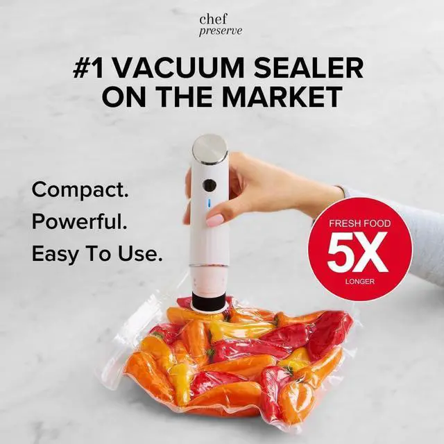 Alt view image 3 of 7 - Compact Vacuum Sealer for Food (Vacuum Sealer Machine + 3 Glass Vacuum Containers + 30 Reusable Vacuum Bags) Powerful Handheld Vacuum Seal Machine, Seal Meal Saver, Portable Food Sealer
