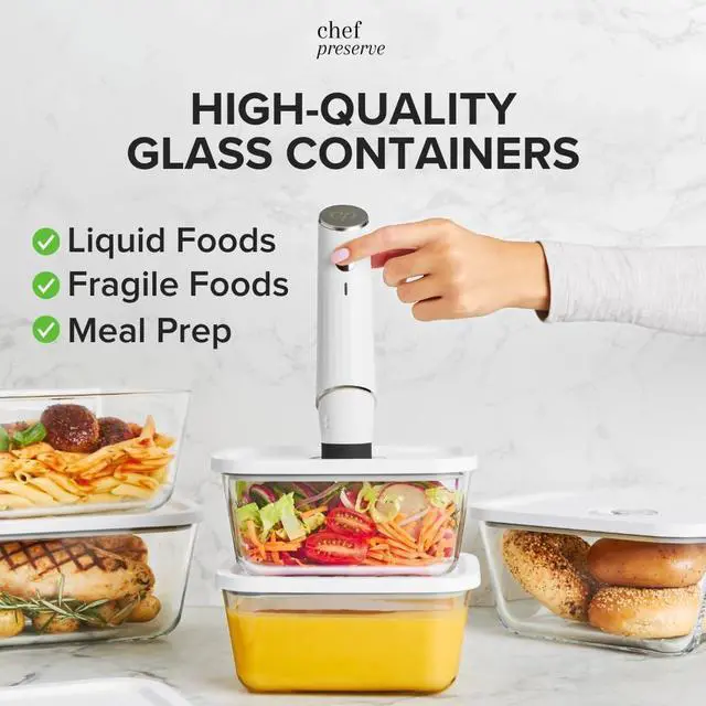 Alt view image 4 of 7 - Compact Vacuum Sealer for Food (Vacuum Sealer Machine + 3 Glass Vacuum Containers + 30 Reusable Vacuum Bags) Powerful Handheld Vacuum Seal Machine, Seal Meal Saver, Portable Food Sealer