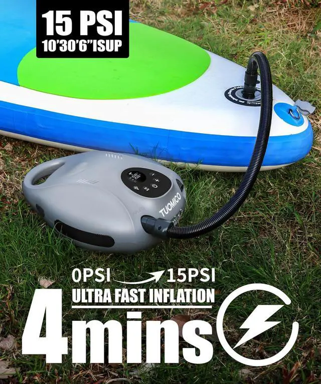 Alt view image 2 of 6 - Truely Portable Paddle Board Pump 25 PSI High Pressure Sup Air Pump,4 Minutes Fast Inflation, 74WH Rechargeable Battery Powered Electric Air Pump for Inflatable Kayak Boat Float Tent