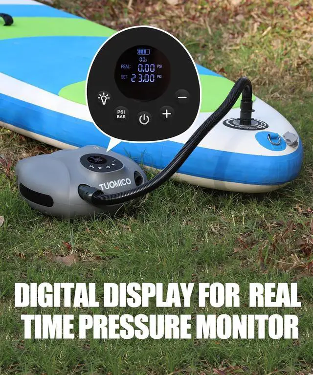 Alt view image 5 of 6 - Truely Portable Paddle Board Pump 25 PSI High Pressure Sup Air Pump,4 Minutes Fast Inflation, 74WH Rechargeable Battery Powered Electric Air Pump for Inflatable Kayak Boat Float Tent
