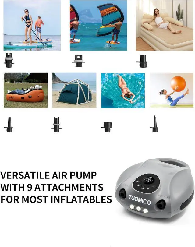 Alt view image 6 of 6 - Truely Portable Paddle Board Pump 25 PSI High Pressure Sup Air Pump,4 Minutes Fast Inflation, 74WH Rechargeable Battery Powered Electric Air Pump for Inflatable Kayak Boat Float Tent