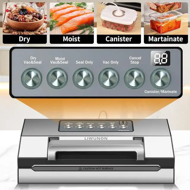 Alt view image 3 of 7 - 2025 Upgraded Precision Fast-Vacuum Sealer,  Commercial Full Automatic Food Vacuum Sealer Machine, Double Heat Seal, Built-in Cutter&Bag Storage, Powerful Food Vacuum Saver, 2 Bag Rolls&hose