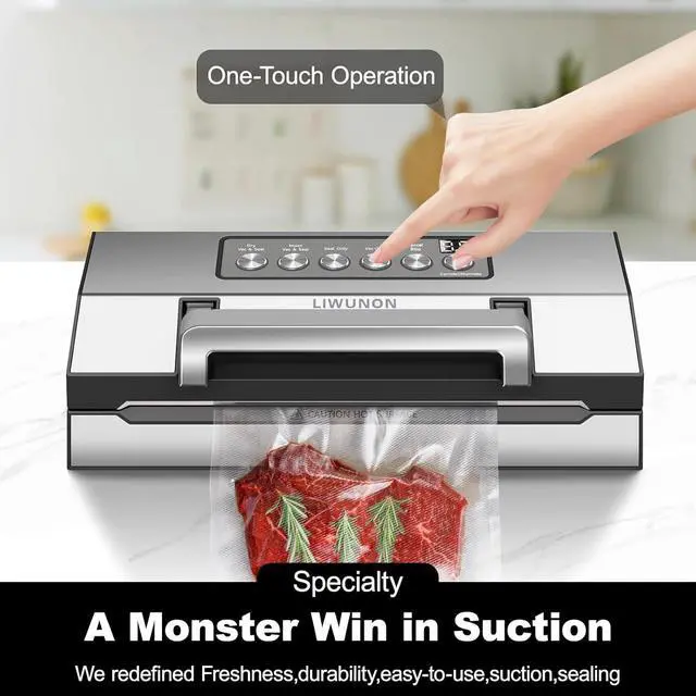 Alt view image 4 of 7 - 2025 Upgraded Precision Fast-Vacuum Sealer,  Commercial Full Automatic Food Vacuum Sealer Machine, Double Heat Seal, Built-in Cutter&Bag Storage, Powerful Food Vacuum Saver, 2 Bag Rolls&hose