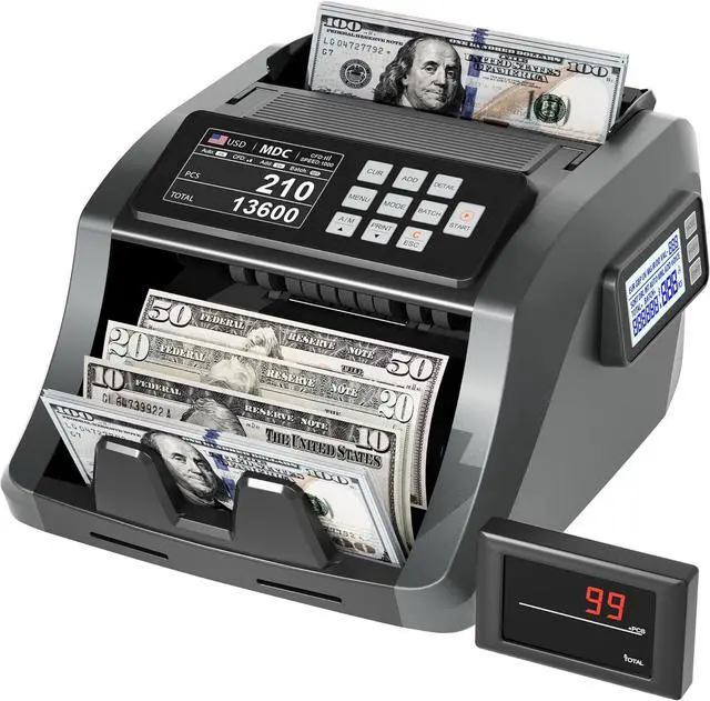 Main image of [Upgrade] 2025  Mixed Denomination Money Counter Machine, Value Counting, UV/MG/IR/DD Counterfeit Detection, 3.5" TFT Display Cash Counting Machine, Printer Enabled Bill Counter for Business