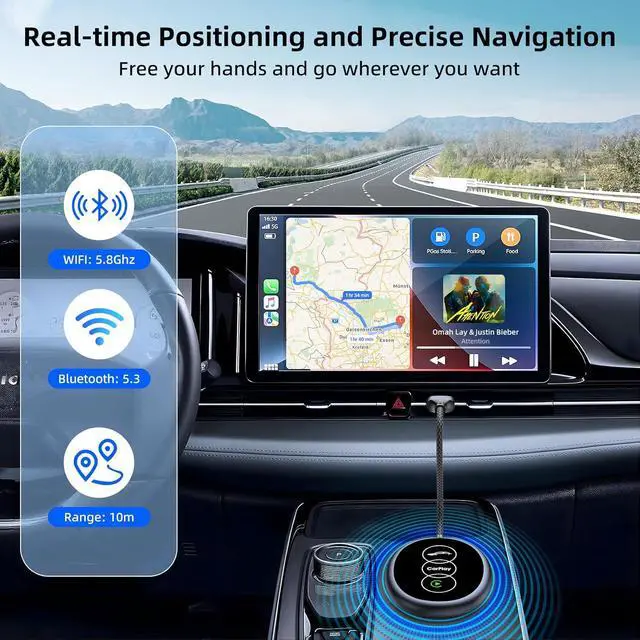 Alt view image 3 of 7 - Wireless CarPlay Adapter for iPhone, 2025 Upgraded Converts Wired to Wireless, Plug and Play Mini Car Play, Built-in CarPlay, Coatie with iPhone iOS 10+ and 2016+ Cars