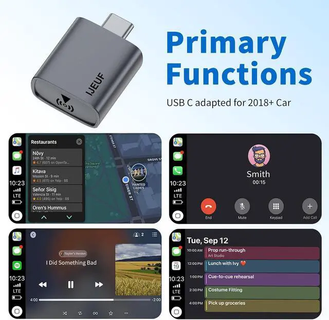 Alt view image 6 of 7 - Wireless CarPlay Adapter for iPhone 2025 Upgrade, Converts Factory Wired to Wireless, No Delay, Stae Connection, Mini Carplay Wireless Adapter for iOS 10+ and Car from 2018+,USB/Type C