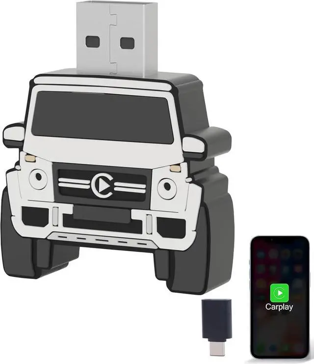 Main image of Wireless CarPlay Adapter for iPhone (2025 Upgraded) - Multi-User Seamless Connection for Convert Wired to Wireless Car Play Adapter - No Latency from iOS 10+ to Screen w/USB C (White)