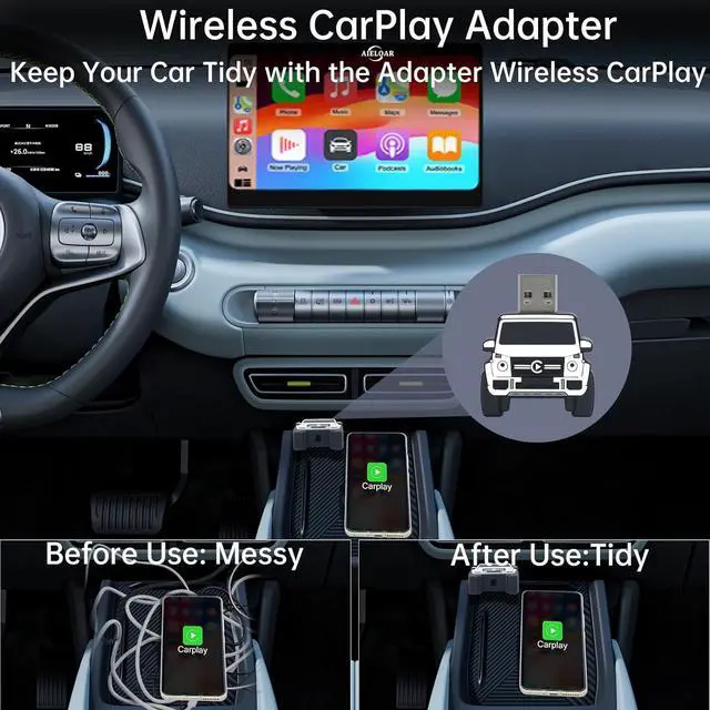 Alt view image 4 of 7 - Wireless CarPlay Adapter for iPhone (2025 Upgraded) - Multi-User Seamless Connection for Convert Wired to Wireless Car Play Adapter - No Latency from iOS 10+ to Screen w/USB C (White)