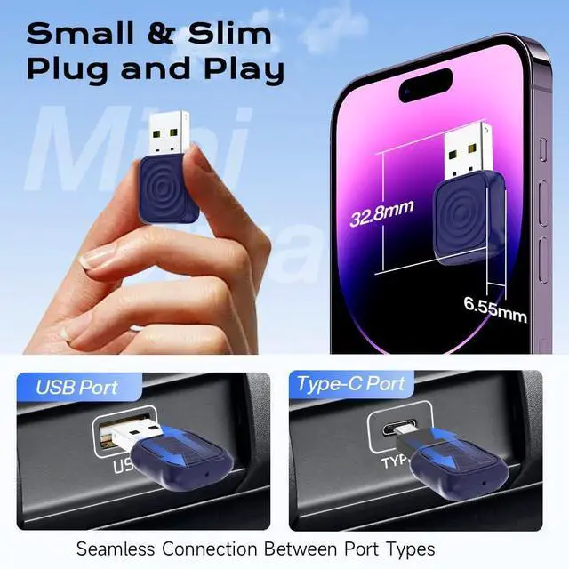 Alt view image 3 of 7 - Mini Ultra Wireless CarPlay & Android Auto Adapter - Plug & Play Dongle for iPhone & Android, Convert Wired to Wireless, USB-A/USB-C Fast Connection, Coatie with OEM Wired Cars