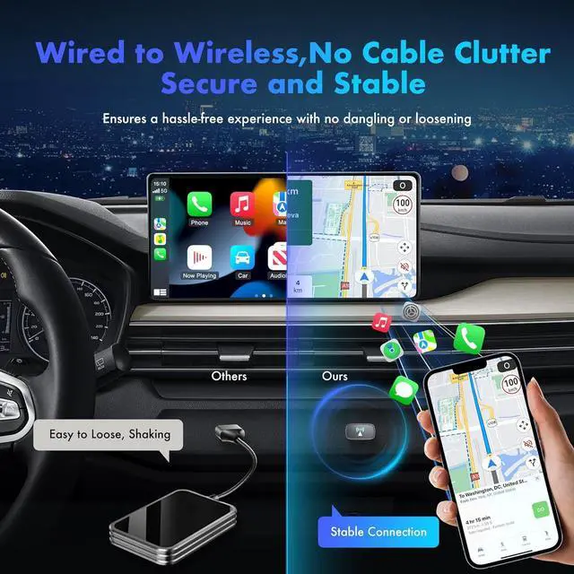Alt view image 5 of 7 - Mini Wireless Carplay Adapter for - Convert Wired to Wireless CarPlay Dongle, 2025 Upgraded Plug and Play uetooth Car Play Adapters USB C for Cars from 2018 and for iPhone 6+