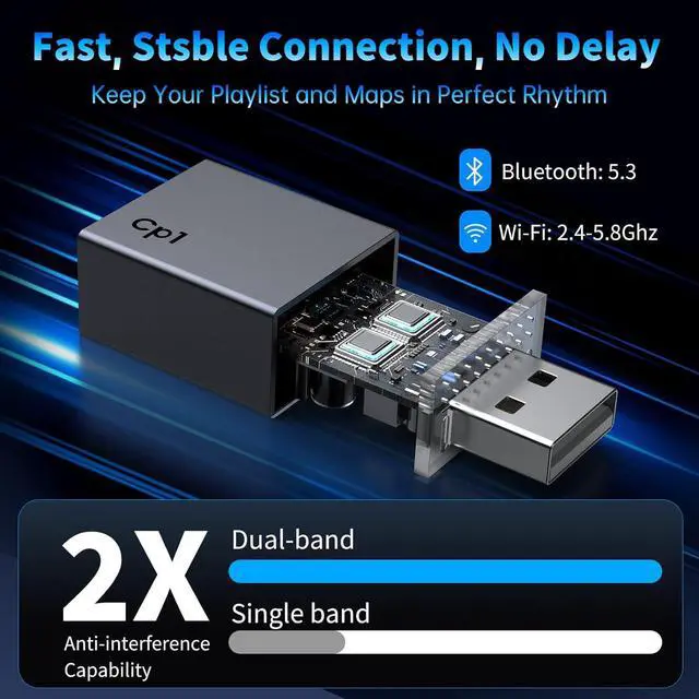 Alt view image 4 of 7 - Wireless CarPlay Adapter for iPhone[2025 Upgrade]Convert Wired to Mini Wireless uetooth Car Play Adapter, Plug and Play Stae Connection Coatie for Cars from 2016 & iOS 10+,USB A/Type C